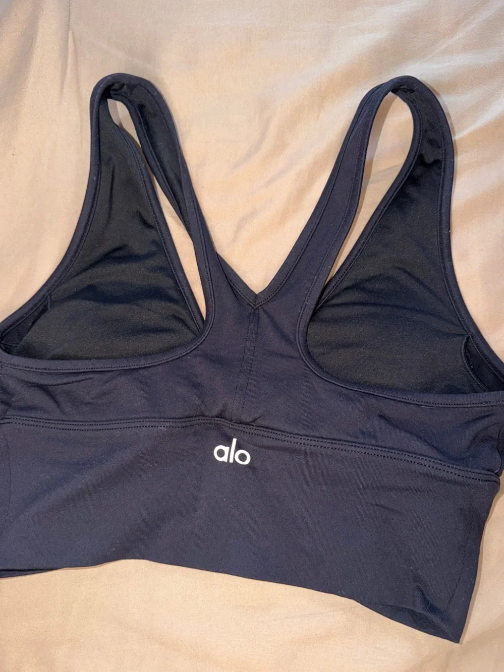 ALO Yoga black Ruched Front Sports Bralette